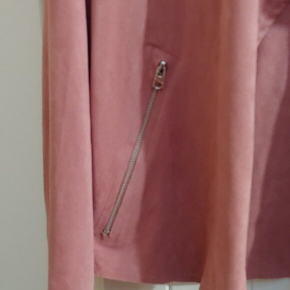 One by Chapter One drape cropped front jacket cardigan long sleeve dark Pink - Picture 5 of 8